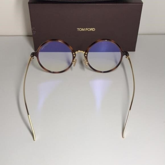 New Authentic Tom Ford TF5703-B 053 Women's Round Sunglasses - Tortoise and Gold - Picture 8 of 10